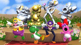 Mario Party 9 Step It Up - Wario vs Waluigi vs Yoshi vs Birdo Master Difficulty| Cartoons Mee
