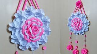 Pink Rose Wall Hanging Craft - Wall decor craft idea