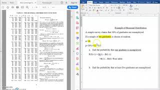 Binomial Distribution using Cambridge Statistical Table