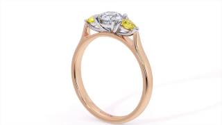 ZAHRA - Round Diamond Trilogy Engagement Ring (RB-H383Y-R)