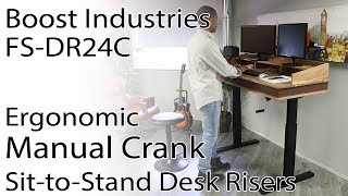 Boost Industries FS-DR24C Desk: Floor Standing Modern Crank Ergonomic Sit-to-Stand Desk.