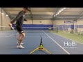 Step 2 slice drill with training tool Eye Coach. For tennis players who have completed step 1 drills