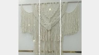 Macrame large size wall decoration making