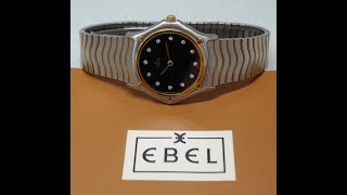 c1991 Ebel Sport Mini unisex vintage watch with diamond dial and 18k bezel.  Model E 1090131