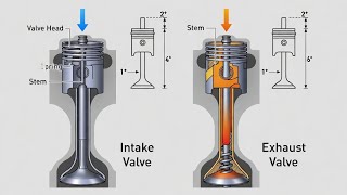 Intake vs Exhaust Valves Explained 🚗 | How Engine Valves Work (4-Stroke Animation)