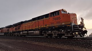 BNSF BARRIC with 7695 the Golden Swoosh leading