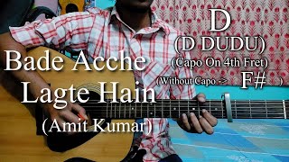 Bade Achhe Lagte Hain | Amit Kumar | Easy Guitar Chords Lesson+Cover Strumming Pattern, Progressions