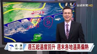 【0501台視晚間氣象】明中部以北、東北部有雨 防局部短時強雨