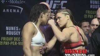 UFC 207 Ceremonial Weigh-in: Amanda Nunez vs. Ronda Rousey