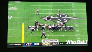 (Will Lutz) New Orleans Saints kicks the game winning field goal on Monday Night