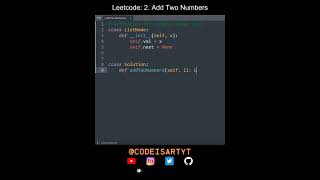 Leetcode 2. Add Two Numbers in Python | Python Leetcode | Python Coding Tutorial | Python Interview