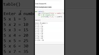 Print multiplication table #shorts #python #pythonexercises #interviewskillstraining