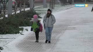 В Гродно расчищают и посыпают дороги от первого снега