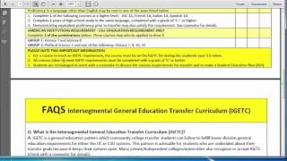 IGETC Pattern for UC transfer at LPC