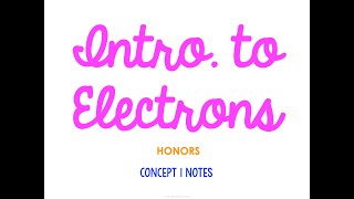 Unit 3 Electrons Concept 1 Notes HONORS