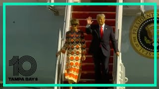 President Trump arrives in West Palm Beach aboard Air Force One