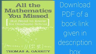 All the Mathematics You missed book by  Thomas A.Garrity book PDF |#shorts