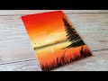 easiest way to paint a sunset / easy acrylic painting ideas for beginners ✨️