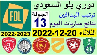 ترتيب دوري يلو بعد مباريات اليوم الثلاثاء 20-12-2022 في الجولة 13 💥 دوري الدرجة الاولي السعودي
