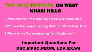 Top Meghalaya Gk Questions and Answers | West Khasi Hills