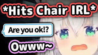 Fubuki Accidentally Hits Her Chair IRL and Notices She Forgot To Mute...【Hololiv