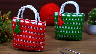 Looks Perfect !🥰! How to crochet easy mini bag 👜 #easy and simple #Tunisian Knitting