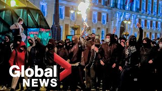 Supporters of jailed Spanish rapper clash with police in 5th night of protests