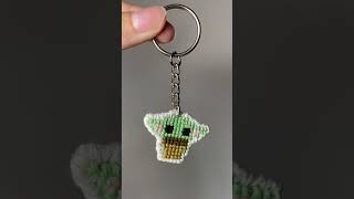 Baby yoda Keychain 💚 #crossstitch #crossstitchpatterns #babyyoda #mandolorian #handmade #diy