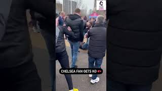 Chelsea fan gets Knocked out outside the Stadium 😂 #shorts #funnyfootball #chelseafc #footballvideos