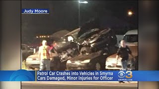 Patrol Car Crashes Into Vehicles In Smyrna