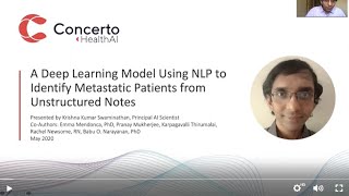 Using Deep Learning with NLP to ID Metastatic Patients from Unstructured Notes, ASCO 2020: ConcertAI