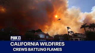 Crews battling wildfires in Los Angeles area