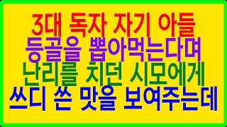 실화사연  3대 독자 자기 아들 등골을 뽑아먹는다며난리를 치던 시모에게  쓰디 쓴 맛을 보여주는데