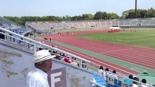 2013東日本実業団陸上　男子100m 予選第１組 (川面選手登場)