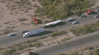 VIDEO: Overturned semi blocks traffic on eastbound I-10 near Tonopah