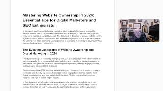 Mastering Website Ownership in 2024