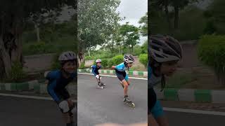 Inline speed skating practice with Vivaan #inlineskating #shortsfeed #delhi #power #road #sports