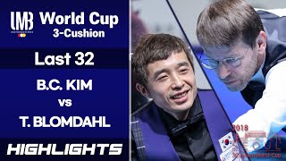 [Seoul World Cup 3-Cushion 2018] Last 32 - Torbjron BLOMDAHL (SWE) vs KIM Bong Chul (KOR). H/L