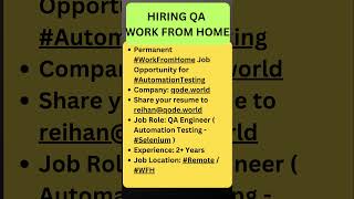 Testing Jobs | Manual Testing| WFH Jobs