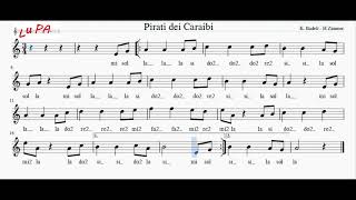 Pirati dei Caraibi - Flauto dolce -  Spartito - Note - Instrumental - Karaoke - Canto - Musica