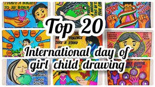 International Girl Child Day Poster | Girl child day drawing | Save Girl Child drawing ideas 2023