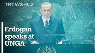 Turkey's President Erdogan addressing the world leaders at UN