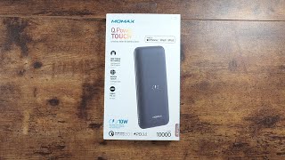 MOMAX Wireless Portable Charger, 10000mAh MFi Power Bank Lightning Input 20W PD QC 3.0 USB C