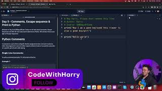 Comments, Escape Sequences & Print Statement Python Tutorial Day #5 1