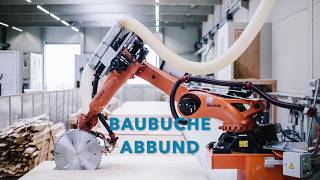 Robotik im Holzbau - so wird CLT Brettsperrzolz, Kerto / LVL, BauBuche mit einem Roboter bearbeitet