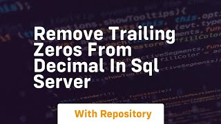 remove trailing zeros from decimal in sql server