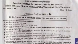 Part -1 fully solved question paper of DHS/ DHSFW/DME Grade III Non Technical 2020