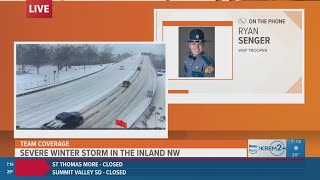 Washington State Patrol updates road conditions in Spokane, eastern Washington as snow falls
