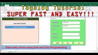 Filipino Tutorials ( Create Data Entry Form Using Excel + VBA Programming