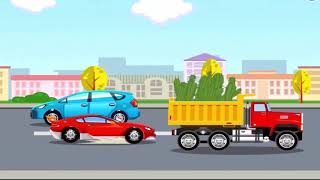 The Blue Police Car and The Racing Car Emergency Vehicles Cars   Trucks cartoons